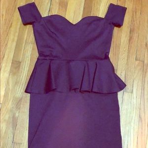 Tight off the shoulder purple dress
